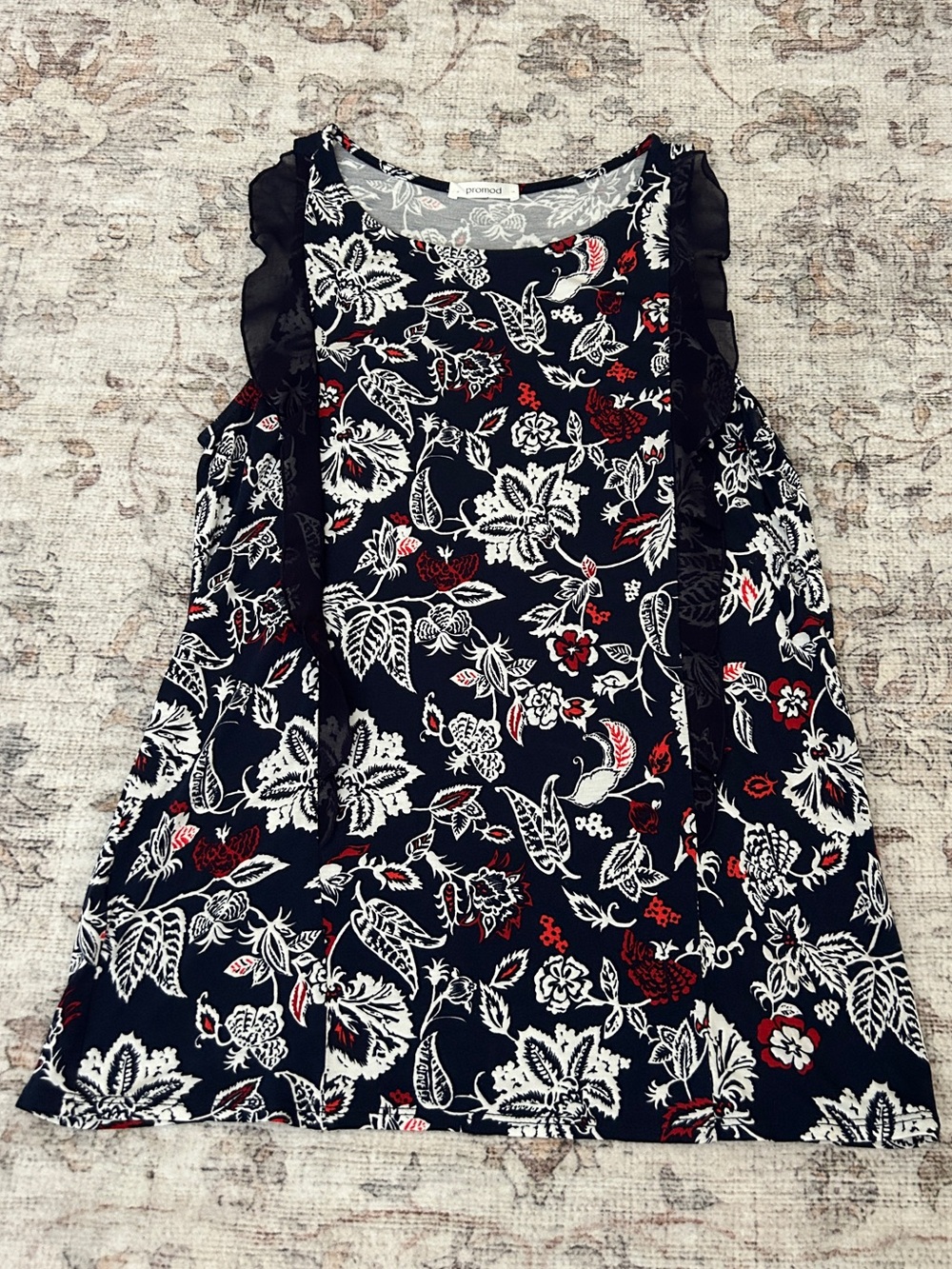 Red White Blue Camisole French Top Parisian Vintage Top Cami Sleeveless Blouse